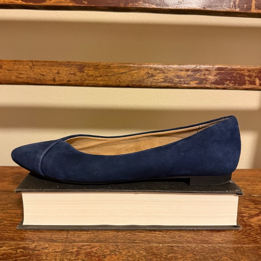 Vionic Navy Blue Suede Pointed Toe Flats - Picture 3 of 12